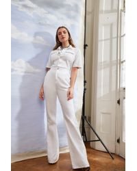 Nasty Gal "work It Out Flare Button-down Boilersuit" - White