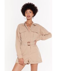 Nasty Gal "utility Playsuit" - Natural