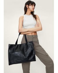 Nasty Gal Leather Slouchy Day Bag - Black