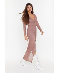 Nasty Gal "hot Mesh Ruched Maxi Dress" - Pink