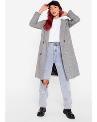 Nasty Gal Manteau À Double Boutonnage Et Motifs Pied-De-Poule Je Ne Suis Poule La Même - Noir