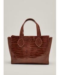Nasty Gal Faux Leather Croc Embossed Day Bag - Brown