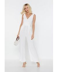 Nasty Gal "cut To The Lace Wide-leg Jumpsuit" - White
