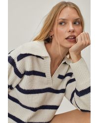 Nasty Gal Recycled Stripe Collared Sweater - Multicolour