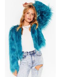 Nasty Gal Why So Touchy Shaggy Faux Fur Jacket - Blue