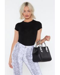 Nasty Gal "want Tote Your Boat Snake Handbag" - Black