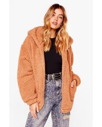 Nasty Gal Teddy Or Not Faux Fur Oversized Jacket - Natural