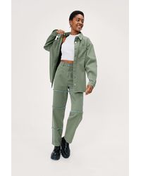Nasty Gal Frayed Panelled Straight Leg Jeans - Green