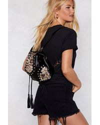 Nasty Gal Want Embellished Button Backpack - Black