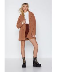Nasty Gal Oversized Faux Fur Winter Coat - Brown