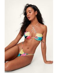 Nasty Gal Recycled Abstract Ruched Multiway Bikini Set - Pink