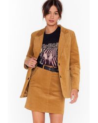 Nasty Gal You Smashed The Record-uroy Longline Blazer - Brown