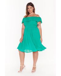 Nasty Gal "i'm A Frillseeker Off-the-shoulder Midi Dress" - Green