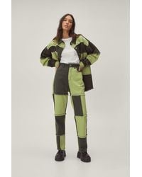 Nasty Gal Colour Block Patchwork Straight Leg Jeans - Green