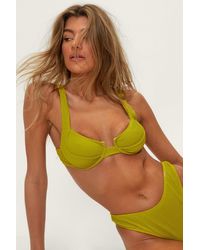 Nasty Gal Recycled Crinkle Underwire Cut Out Bikini Top - Yellow