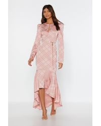 Nasty Gal Not Today Satin Ruffle Midi Dress - Pink