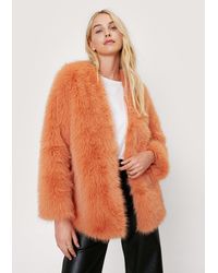 Nasty Gal Faux Fur Jacket - Orange