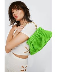 Nasty Gal Ribbed Ruched Chain Strap Bag - Green