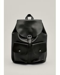 Nasty Gal - Faux Leather Double Pocket Backpack - Lyst