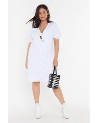 Nasty Gal Do Knot Disturb Button-down Plus Dress - White