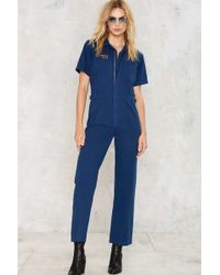 Nasty Gal Sugarhigh Lovestoned Stardust Embroidered Coveralls - Blue