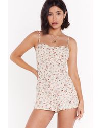 Nasty Gal "who Got The Flower Floral Playsuit" - White