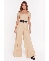 Nasty Gal "taking Square Of Business Wide-leg Jumpsuit" - Natural