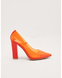 Nasty Gal Clear Pointed Block Heels - Orange