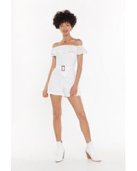 Nasty Gal "lace Bardot Belted Romper" - White