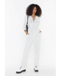 Nasty Gal "break The Record-uroy Drawstring Boilersuit" - White