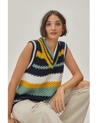 Nasty Gal Stripe Knitted Sweater Vest - Blue