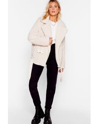 Nasty Gal Teddy Oh Baby Faux Fur Coat - Natural