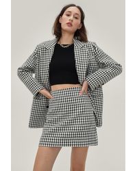 Nasty Gal Boucle Checkerboard Mini Skirt - Black