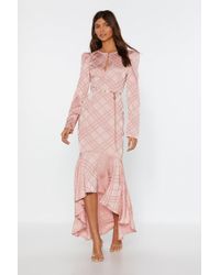 Nasty Gal Not Today Satin Ruffle Midi Dress - Pink