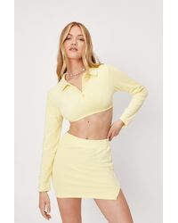 Nasty Gal Open Back Towelling Crop Top And Mini Skirt - Yellow