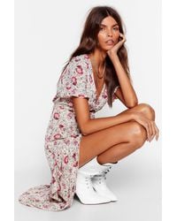 Nasty Gal Playing For Flower Floral Midi Dress - White