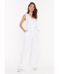 Nasty Gal "jump Into My Life Wide-leg Jumpsuit" - White