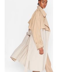 Nasty Gal Back To Mac Oversized Belted Trench Coat - Natural
