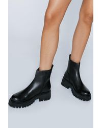 Nasty Gal Cleated Chunky Chelsea Boots in Black | Lyst