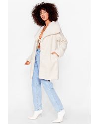 Nasty Gal Teddy Faux Fur You Longline Coat - Multicolour