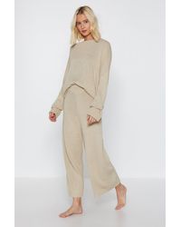 Nasty Gal Knitted Relaxed Lounge Set - Natural