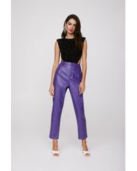 Nasty Gal Take The Lead Faux Leather Pants - Purple