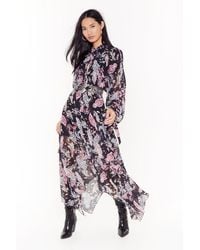 Nasty Gal "paisley In Tequila Asymmetric Maxi Dress" - Black