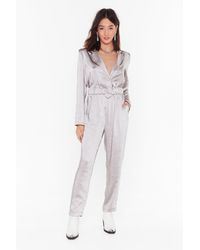 Nasty Gal Let It Satin Relaxed Jumpsuit - Metallic