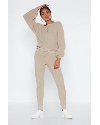 Nasty Gal "knit Happens Jumper And Joggers Set" - Natural
