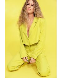 Nasty Gal Tailored Long Sleeve Cropped Blazer - Yellow