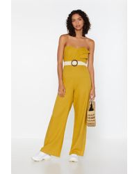 Nasty Gal "see Me In The Bandeau Linen Jumpsuit" - Yellow