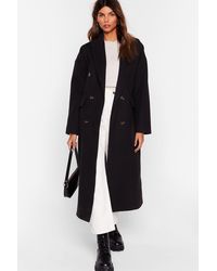 Nasty Gal "double It Up Faux Wool Longline Coat" - Black