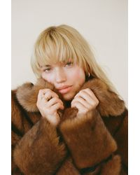Nasty Gal Vintage Look Faux Fur Jacket - Brown