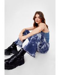 Nasty Gal Flare Mesh Tie Dye Pants - Blue